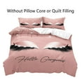 thumbnail image 2 of LUVIVIHOME 3PCS Hello Gorgeous Pink Duvet Cover Queen Bedding Sets, Teens Girls Bedding, Fashion Girly Glam Bling Rose Gold Glitter Eyelash Comforter Cover, Pink Room Decor Aesthetic, 2 Pillow Shams, 2 of 7