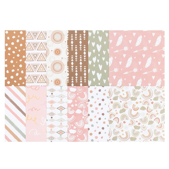 Uxcell 12x12Inch Scrapbook Paper, 24 Sheet Double-Sided Floral Style Craft Paper, Pink