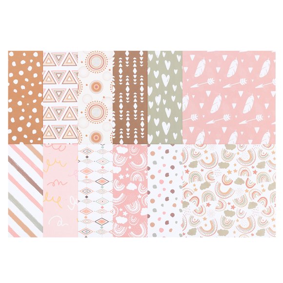 Uxcell 12x12Inch Scrapbook Paper, 24 Sheet Double-Sided Floral Style Craft Paper, Pink