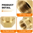 thumbnail image 3 of Uxcell Brass Pipe Fitting, 3/4"G Female x 1/2"NPT Male Hex Nipple Pipe Fitting Adapter 3/4"to 1/2"Female, Gold, 3 of 6