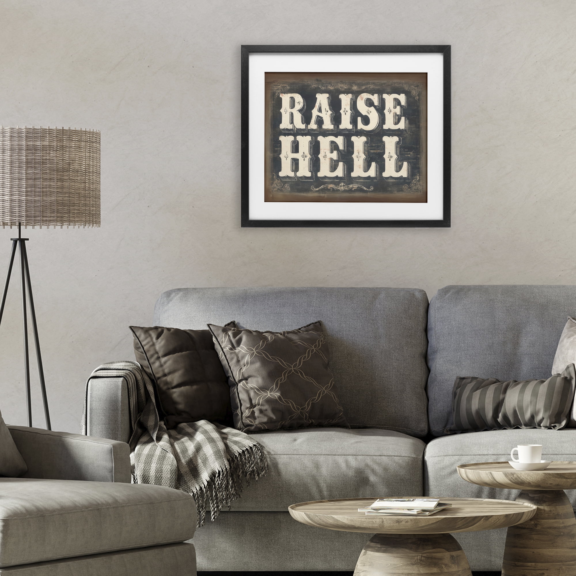 Stupell Industries Raise Hell Vintage Western Black Framed Print Under Glass, design by Arlington Prints