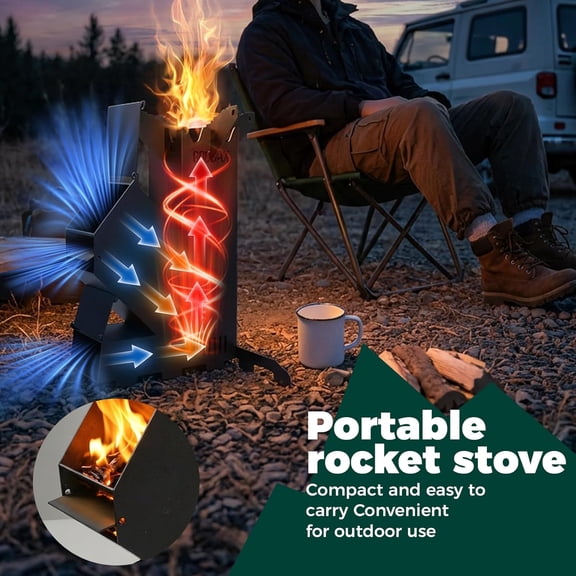 Portable Rocket Stove for Camping Wood Burning Outdoor Cooking with Storage Bag
