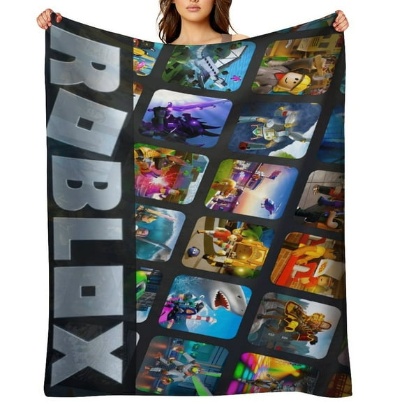 Roblox flannel blanket throw Plush Throw Blanket - Measures - Kids Super Soft Fleece Creeper Battle Bedding