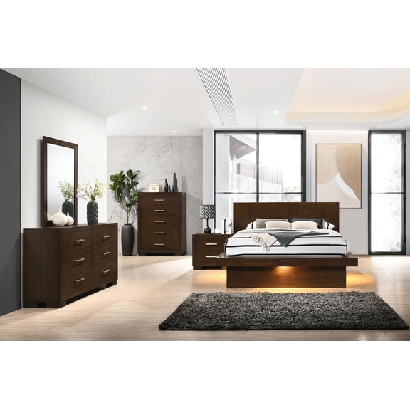 Coaster Jessica 5-Piece Eastern King LED Bedroom Set, Cappuccino