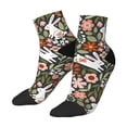 thumbnail image 2 of Bingfone Rabbits On Floral Design Patterned Men'S Women'S Casual Cotton Socks, 2 of 9
