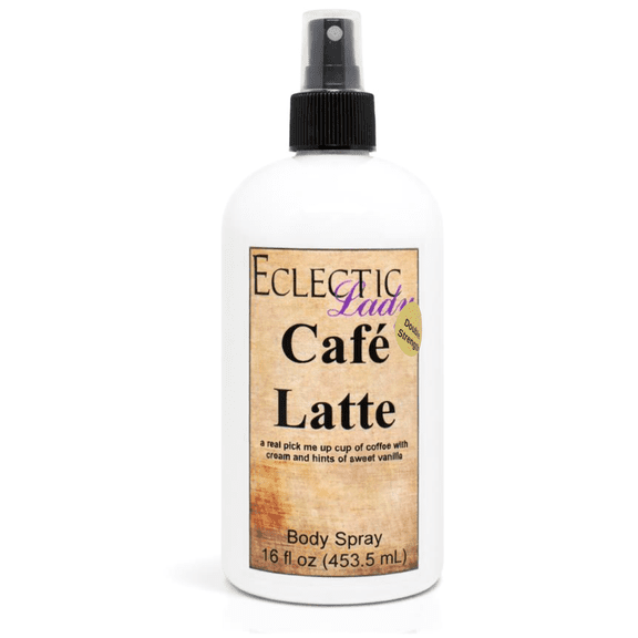 Cafe Latte Body Spray, Eclectic Lady, Hydrating Mist, Unisex (Double Strength), 16 oz