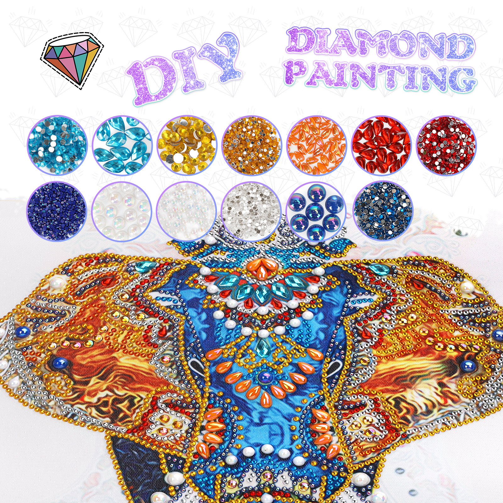 Pearoft 5D Diamond Painting Kit for Kids, Elephant Design photo 6