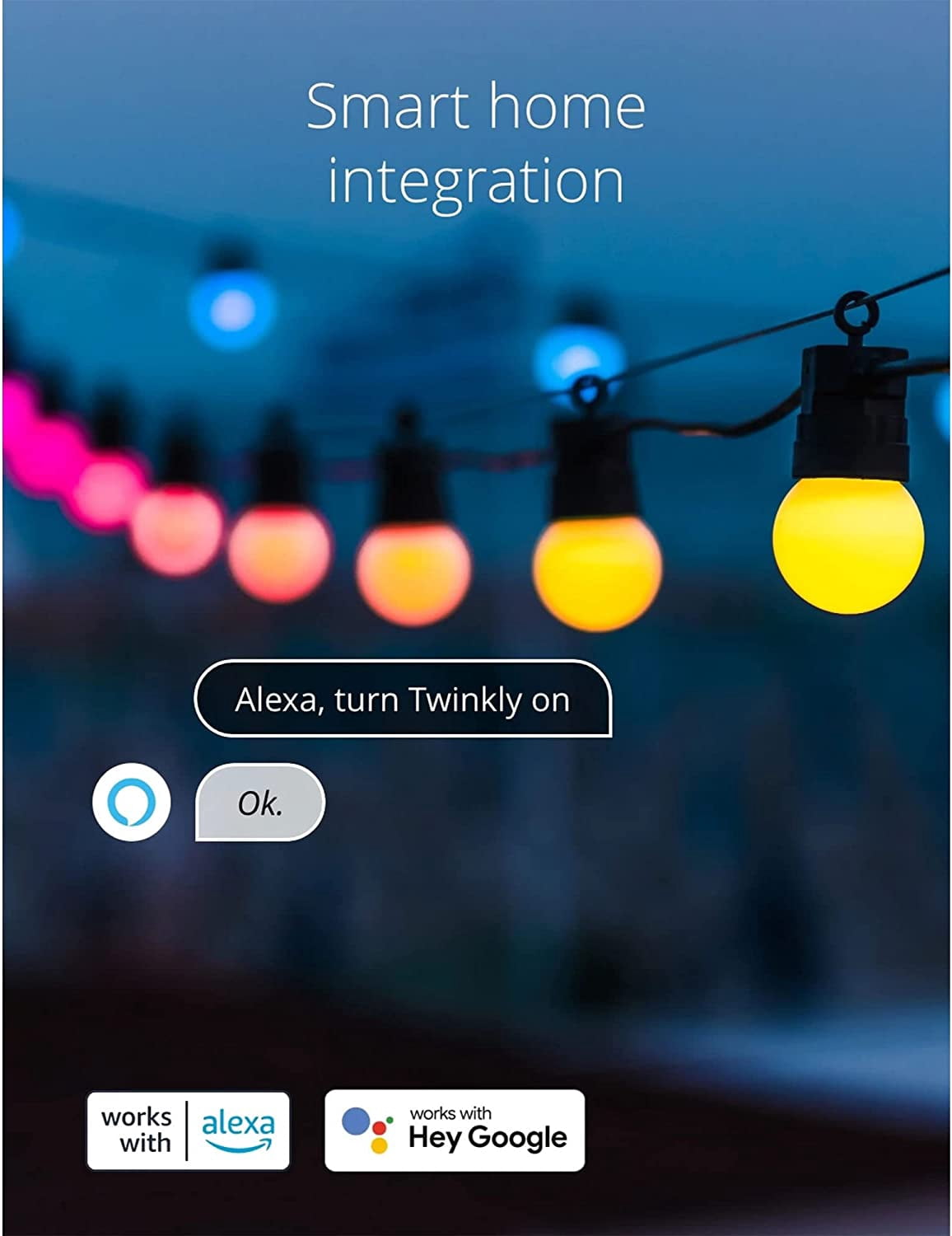 Twinkly Festoon – App-Controlled LED Bulb Lights String with 40 RGB (16 Million Colors) LEDs. 65.6 feet. Black Cable. Indoor and Outdoor Smart Lighting Decoration