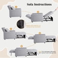 thumbnail image 2 of Sofá cama 3 en 1 plegable para salón – Respaldo ajustable, tapizado en lino, diseño compacto con bolsillos laterales – Ideal para invitados y espacios reducidos – Color gris claro, 2 of 7