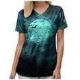 thumbnail image 3 of enyan Women's Halloween Shirts Pumpkin Tee Shirt Ghost Reading T-Shirt Short Sleeve Spooky Season Halloween Graphic V Neck Tops Halloween T-Shirts for Women(Sky Blue,XL), 3 of 7