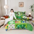 thumbnail image 4 of jejeloiu Trash Truck Bedding Comforter Set,Geometric Stripe Circle Twin Comforter Sets,Green Patchwork Plaid Bedding Set For Men Women,Breathable Home Decor Reversible,2-Piece, 4 of 8