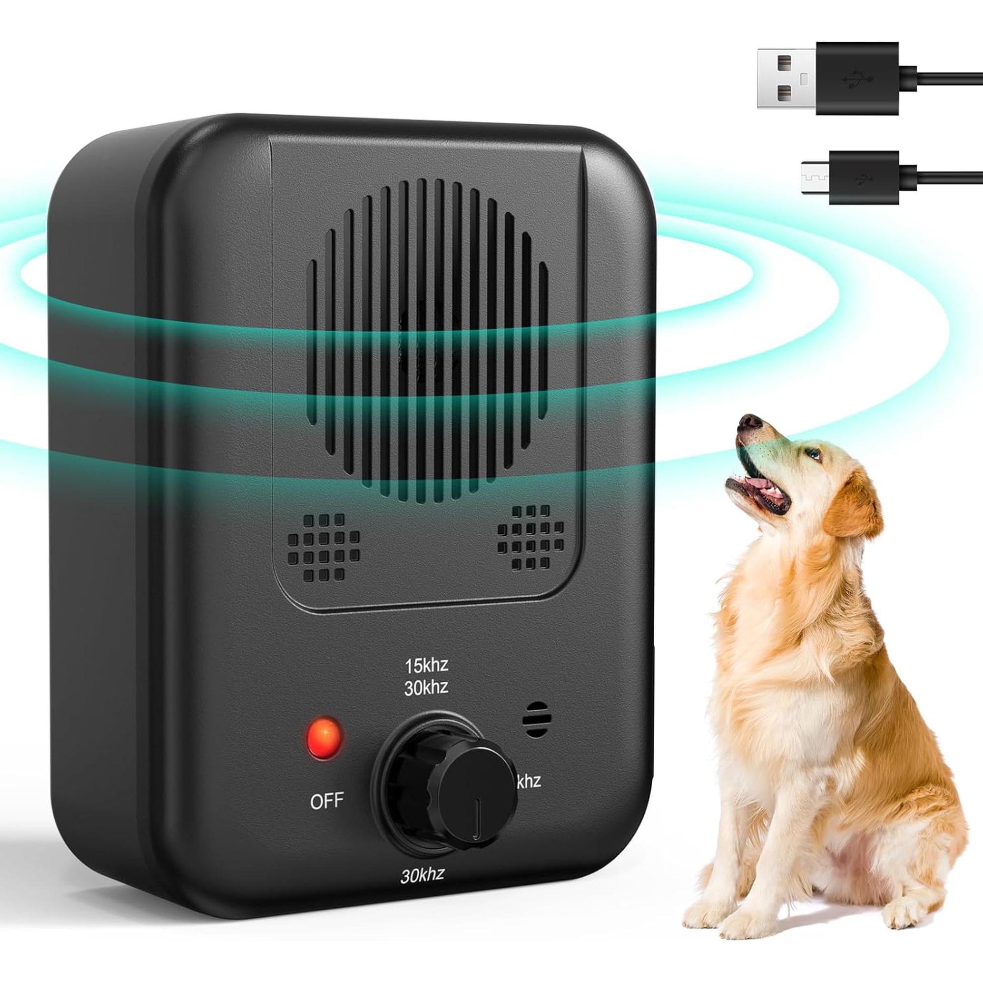 Anti Barking Device for Dogs, 3 Modes Rechargeable Dog Bark Deterrent Devices, 30ft Effective Stop Bark Box with Adjustable Frequency & Range for Walking, Fit All Breeds&Size Dog