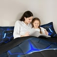 thumbnail image 4 of jejeloiu Gaming Bedding Comforter Set 7-Piece,Blue Game Console King Bedding Sets,Geometric Geometric Hexagon Bed Sheets For Boy,Microfiber Room Decor Reversible, 4 of 8