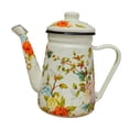 thumbnail image 2 of Hervidor de esmalte 1.2l resistente múltiples usos cómodos empuñadura de agarre jarra de agua para restaurante café de la oficina de fiesta doméstica Hojas, 2 of 8