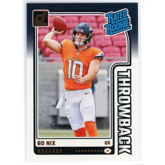 NFL 2024 Panini Donruss Football Rated Rookies Throwback Bo Nix #46 (Rookie)