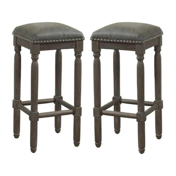Home Square 26" Backless Counter Stool in Driftwood Gray - Set of 2