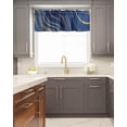 thumbnail image 5 of Kitchen Cafe Valance Curtain for Small Windows,Royal Blue Stripes Gold Inlay Rod Pocket Short Valances Liquid Abstract Ripple Curve Window Treatment Panel for Living Room/Bedroom/Bathroom,60x18in, 5 of 9