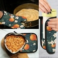 thumbnail image 5 of Yayeee Oven Mitts and Pot Holder Set of 2 Heat Resistant Kitchen Gloves Baking Hot Pad, Blue Floral Oranges, 5 of 5