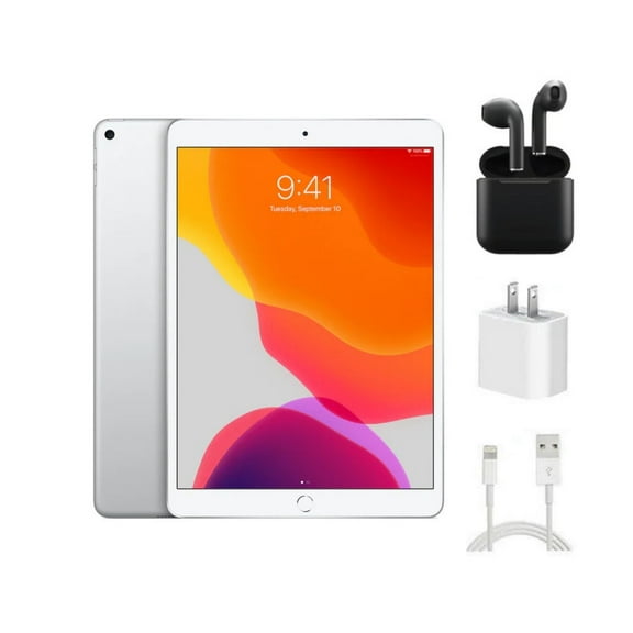 Restored Apple iPad Air 3 A2152 (WiFi) 64GB Silver w/ Wireless Earbuds (Refurbished)