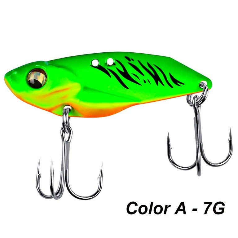Top 5g/7g/10g/15g Bass Hook Spinning Baits 3D Eye Spoon Lure Jig Metal  Slice Fishing Metal VIB Lures Lead Casting COLOR A - 7G 