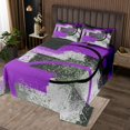 thumbnail image 2 of Erosebridal Purple Gray Black Coverlet Set Queen, Abstract Stripe Line Bedding Set, Contemporary Room Decor 3 Pieces, 2 of 5