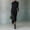 Black, variant on Women's Turtleneck Long Sleeve Ruched Asymmetrical High Slit Midi Dress Elegant Glitter Bodycon Dress for Evening Party Black XXL
