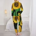 thumbnail image 5 of Kll Sunflower Print Women'S Long Sleeve Pajamas With Pants Sleepwear Loungewear 2 Set-Medium, 5 of 9