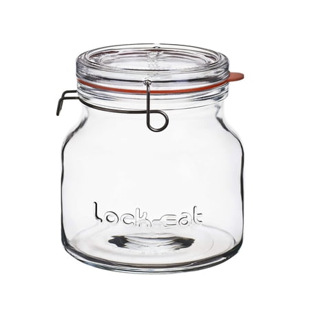 Luigi Bormioli Lock-Eat 3 piece Jar Set 25.25 oz, 50.75 oz, 34 oz, Set of 3, Clear