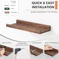 thumbnail image 5 of Floating Picture Ledge Shelves for Wall Set of 8, 16 Inch Solid Wood Wall Shelves with Lip Long Large Nursery Book Shelf for Toys Storage Kids Bookshelf Wall Mounted Living Room Bedroom Decor Frames, 5 of 11