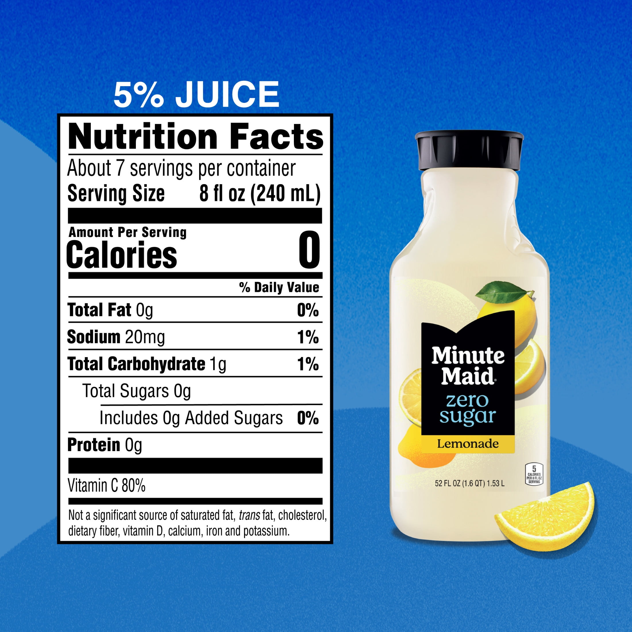 Minute Maid Zero Sugar Lemonade Bottle, 52 fl oz