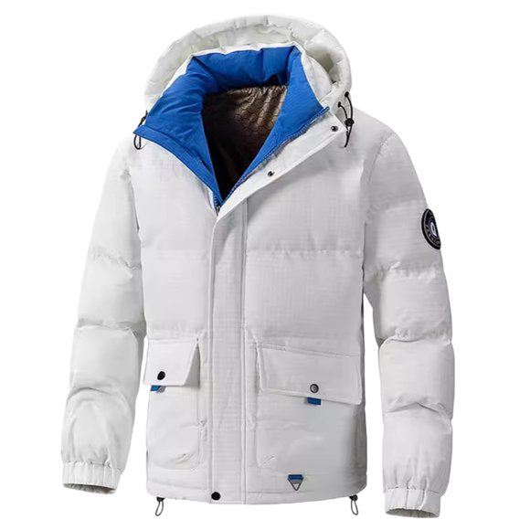 White Man Padded Jacket Hood Outerwear for Man Long Sleeve Casual Ripped with Hood Distressed Plain Fall Winter Coats 2025 Clothes Y2K L
