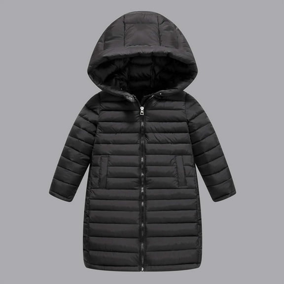 Kids Outerwear Coats Kids Long Down Coat Girls Zipper Hooded Jacket Boy's Lightweight Children Winter Jackets Outwear