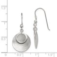 thumbnail image 2 of Beautiful Sterling Silver Polished Textured Circle Shepherd Hook Earrings, 2 of 2