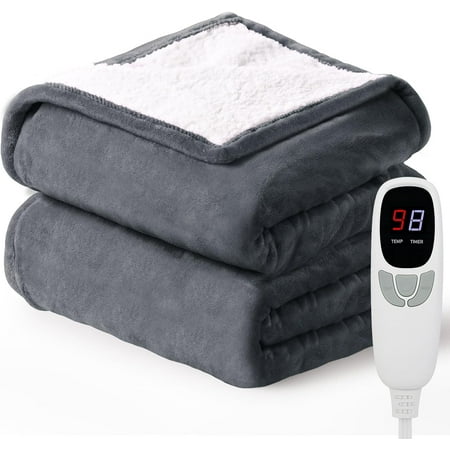 Heated Blanket Throw Electric Blanket 50''x60'' Heating Blanket with 9 Heating Levels 10 Timer Modes Auto-Off Heating Overheat Protection ETL Certified Machine Washable