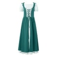 thumbnail image 3 of inhzoy Renaissance Dress for Girls Medieval Princess Costume Retro Lace-up Maxi Dress Halloween Dress up Short-sleeve-Green-A 16, 3 of 7