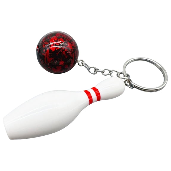 Bowling Keychain Sports Keyring Mini Ball Pin Pendant Bag Charm Accessories for Men Women Bowlers Coaches Team Gifts Party Favors,Sports Keychain Simulation Bowling(Red,)