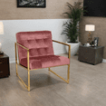 thumbnail image 2 of LeisureMod Lexington Fabric Upholstered and Button Tufted Accent Chair Armchair With Gold Frame in Royal Rose, 2 of 6