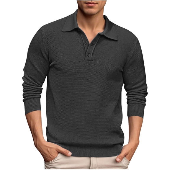 Afdoent Mens Polo Shirts Knit Long Sleeve Shirt Soft Blend Casual Business Comfortable Stretch Fit Classic Design Top For Daily Wear Vacation Beach Shirts