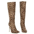 thumbnail image 2 of Babysbule Womens Shoes Women Super High Heel Pointed Shoes Winter Leopard Print Snake Pattern Stilettos Knee-High Boots, 2 of 4
