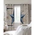 thumbnail image 3 of Village Stars Blackout Curtains 45 Inch Length Vintage Blue Star Beige Barn Doors Thermal Insulated Window Curtain Window Drapes 2 Panels for Bedroom Living Room 52"Wx45"L, 3 of 9