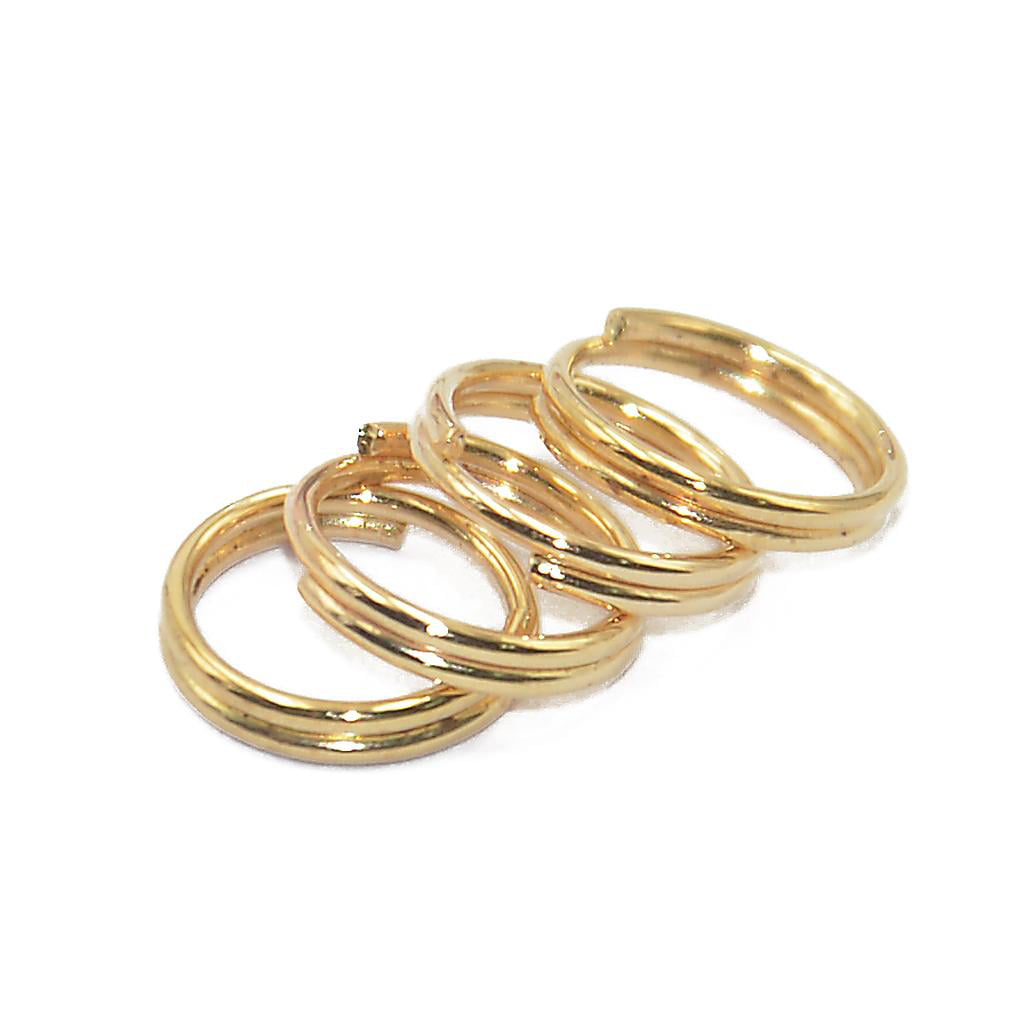 200pcs Gold SMALL Keychain Ring Pendant Chain Double Loop Split Key Ring 8mm 