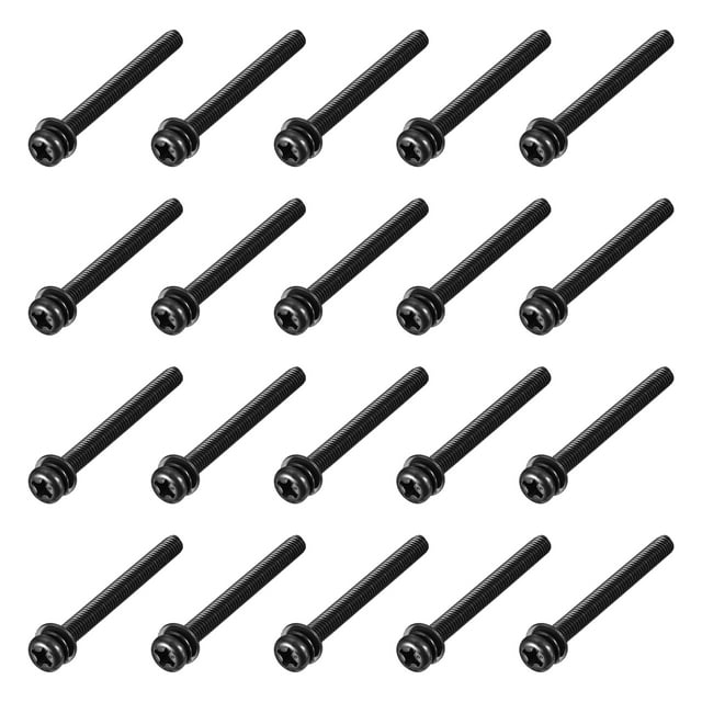 Uxcell M4 x 40mm Vis de Machine à Casserole en Acier au Carbone Phillips avec Rondelles à Ressort et Rondelles Simples Lot de 50