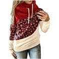 thumbnail image 2 of DPTALR Sweat à Capuche pour Femmes, Col Bénitier, Manches Longues, Imprimé de Noël, Pulls, Hauts à Cordon, 2 of 5