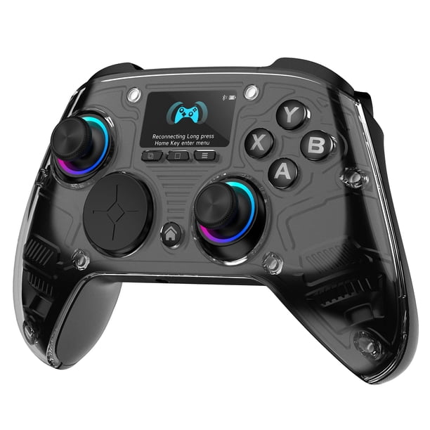 Mando AOC para PC: mando inalámbrico interactivo con pantalla compatible con PC/Switch/Switch 2/iOS/Android. Joystick y gatillos de efecto Hall, iluminación RGB, vibración/turbo ajustables, batería de