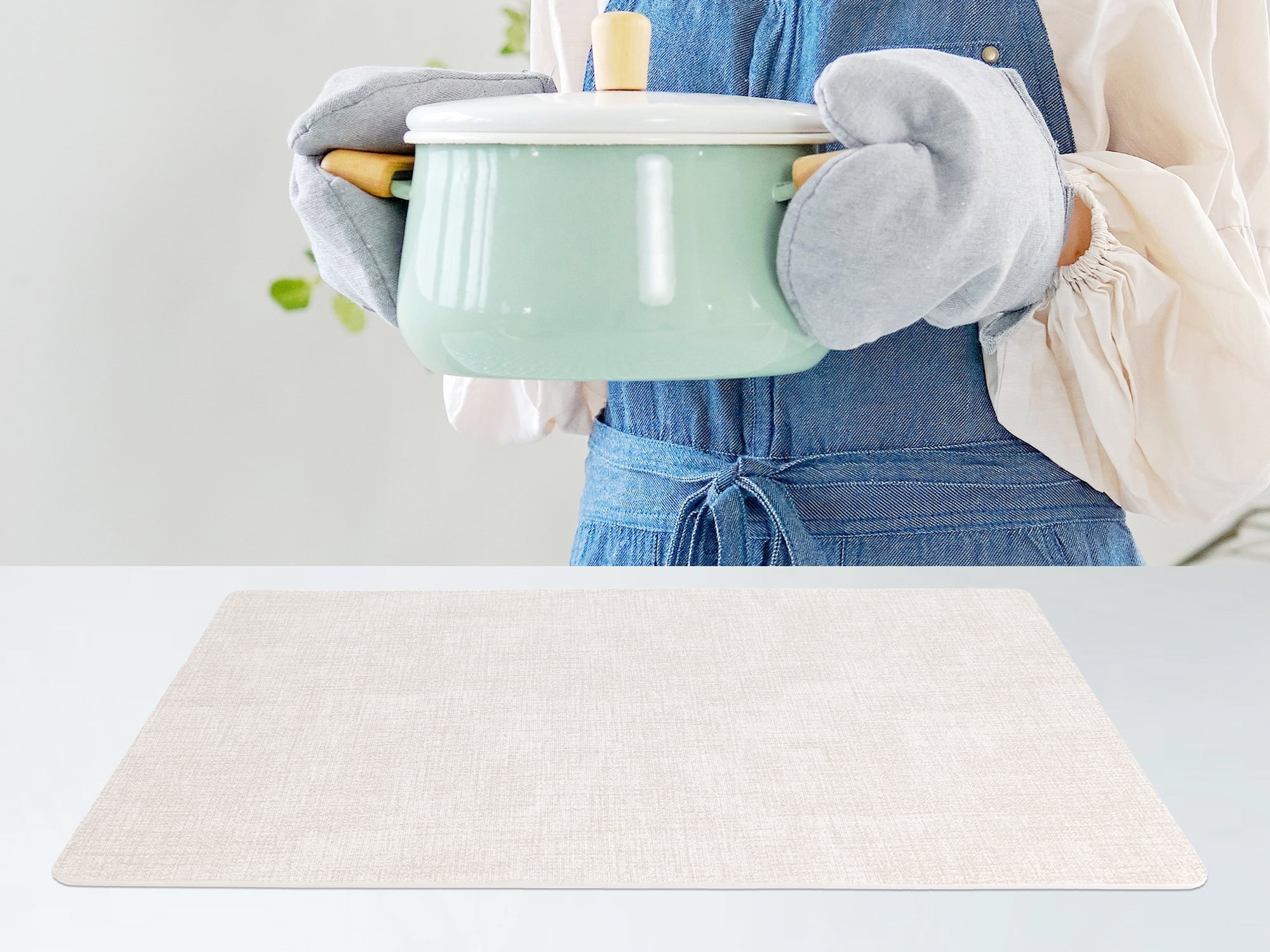 Unique Bargains Faux Leather Table Placemats for Kitchen Dining Table Light Beige 17x12in