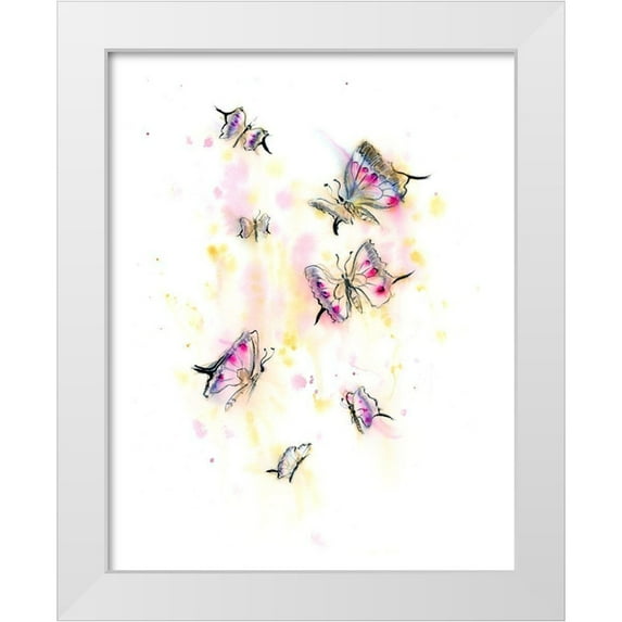 Shefranov, Olga 26x32 White Modern Wood Framed Museum Art Print Titled - Butterflies II