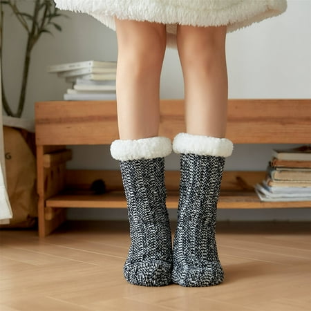 

EQWLJWE Woman s Girls Winter Woven Pattern Thicken Warm Non-slip Combed Tube Socks Floor Middle Sox Socks Holiday Clearance