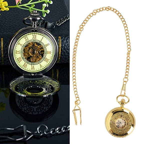 Mechanical Pocket Watch Hand Luminous Pocketwatch Vintage Skeleton Steampunck Pocket Watch with Chain Hand Wind Up Pocket Watches with Chain for Men