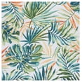 thumbnail image 2 of SAFAVIEH Malibu Faris Botanical Polyester Machine Washable Area Rug, Ivory/Green, 6' x 6' Square, 2 of 12