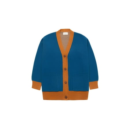 Peraluna JOSEPHINE CARDIGAN V-Neck Jacquard Wide Cut Organic Cotton-Wool Blend Women's Knitwear Cardigan | S/M - Multi